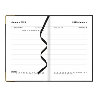 of London Classic Sewn Binding Mini Pocket Day to a Page Planner in Leather-L...