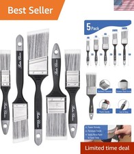 Ergonomic 5-Pack Paint Brushes: Flat  Angled, Perfect for All Painting Needs