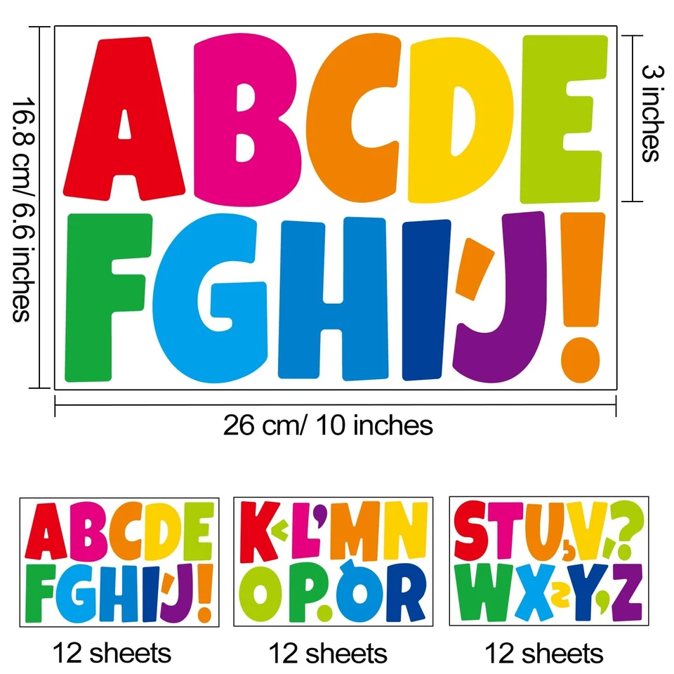Letter Stickers 432 Pieces 36 Sheets Bulletin Board Letters 3 Inch Classroom ... - Image 2 of 4