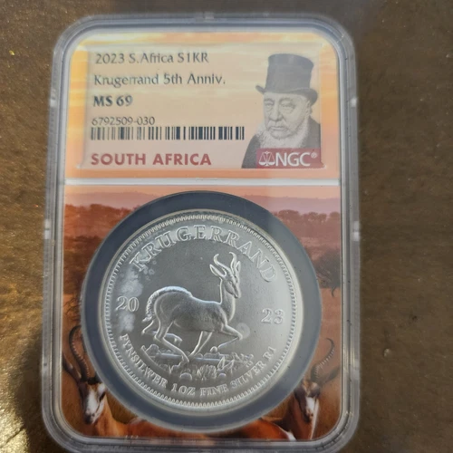 2023 South Africa 1oz Silver Krugerrand NGC MS69 Kruger Core