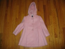 Rothschild Girls sz 5 Pink Lined pleated Hooded Pea Coat w/ Snap closure