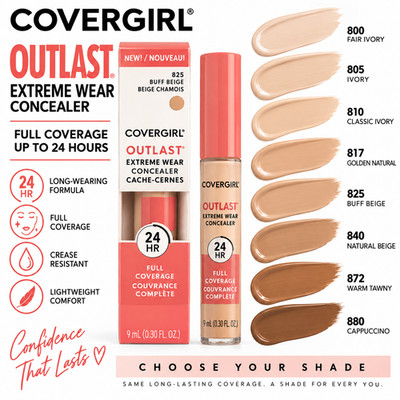 COVERGIRL Outlast Extreme Wear Concealer 24HR Full Coverage Choose Your Shade