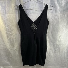 SOLEMIO Black Stretch with Lace Bodycon Cocktail Evening Dress Women's Size M