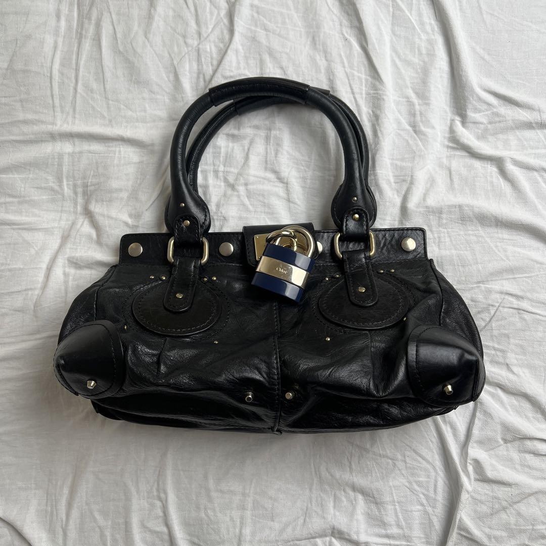 Rare Chloe Paddington Handbag Shoulder Bag Padlock Key Black