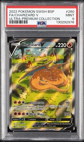 2022 POKEMON SWSH BLACK STAR PROMO #260 FULL ART/CHARIZARD V PSA 9