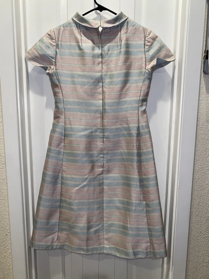 Vestido vintage años 50 manga corta cuello pastel rayas Foto 4 de 4