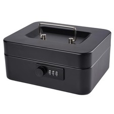 Cash Box with Money Tray and Combination Lock M, Black