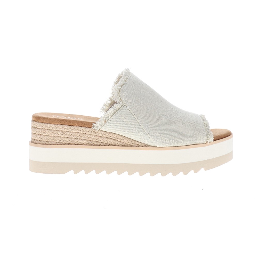 TOMS Diana Mule Platform Wedge Espadrille Womens White Casual