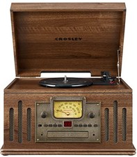 Crosley CR704B-WA 3-Speed Turntable with Radio, CD/Cassette Player, Walnut