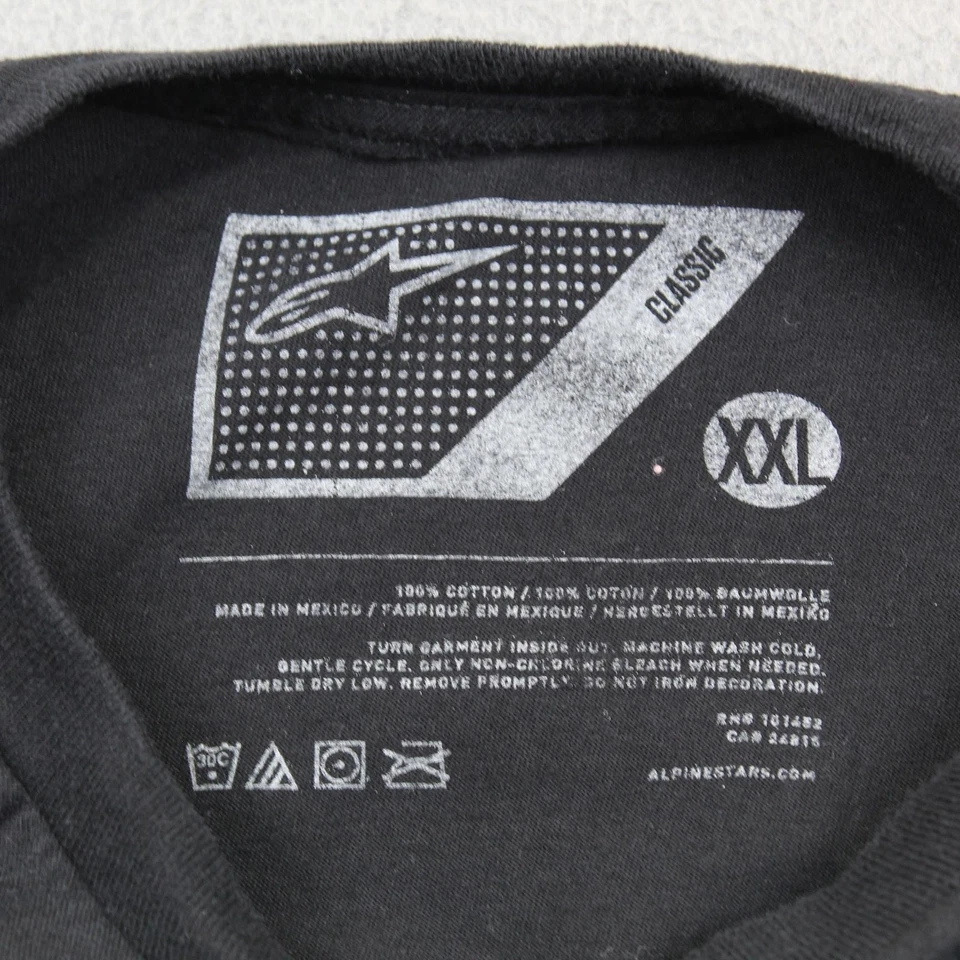 Camisa Alpinestars Para Hombres 2XL Negra Clásica Gráfico Logo Camiseta Motocross Foto 3 de 4
