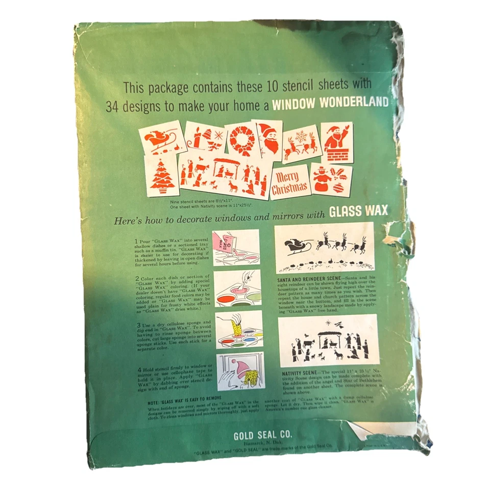 Plantillas vintage de cera de vidrio para ventanas y espejos decoración navideña (3) Foto 3 de 4