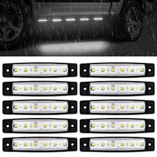10x 6 LED Clearence Truck Bus Trailer Side Marker Indicators Light Tail White