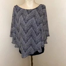 A B Studio Blouse Poncho Over Black Tank Top Size Medium 