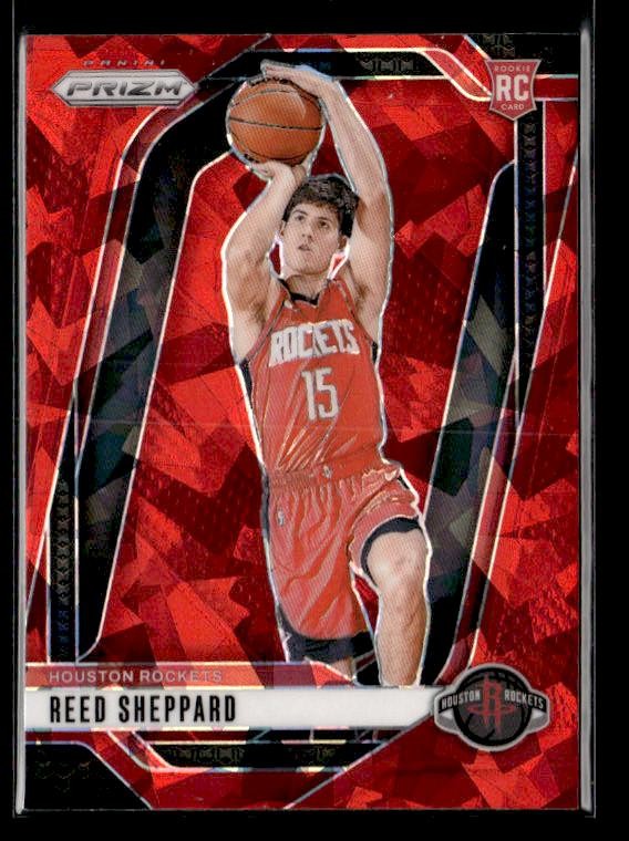 2024-25 Panini Prizm #268 Reed Sheppard Rookie Prizm Red Ice Houston Rockets