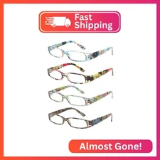 Kerecsen Women's Reading Glasses 4 Pairs Ladies Fashion Spring Hinge Readers (4 
