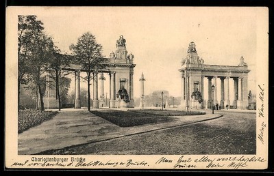 Postcard Berlin-Charlottenburg, Charlottenburg Bridge, panorama 