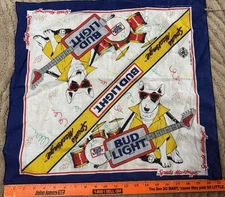 Vintage 1980s Spuds Mackenzie Bud Light Bandana Handkerchief Scarf Beer Ad