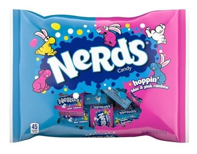6.15oz Bag/15ct Mini Boxes HOPPIN NERDS Blue & Pink Rainbow Easter Candy Treats