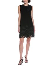 Oscar De La Renta Lace Hem Trapeze Shift Dress Women's Black S