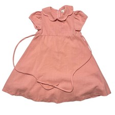 Vintage Rare Editions Girls Pink Dress Size 6 Peter Pan Collar Puff Sleeves