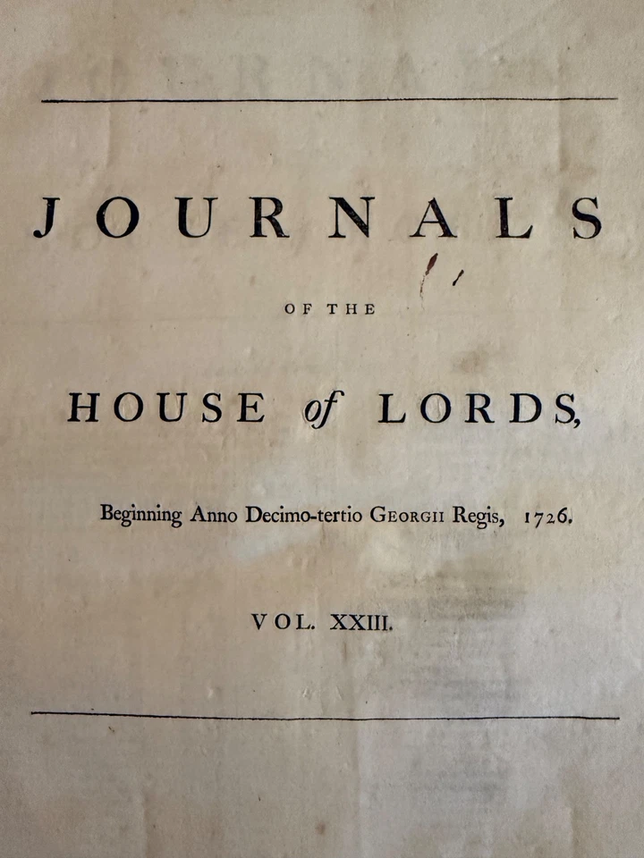 1726 Journals of the House of Lords Vol. XXIII - Unbound Large Folio, Antique - Image 2 of 4