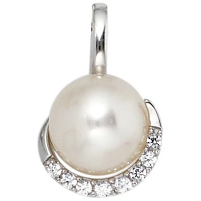 JOBO"39847"Anhänger 585 Gold Weißgold 1 Süßwasser Perle 8 Diamanten Perlenanhäng - Bild 1 von 4