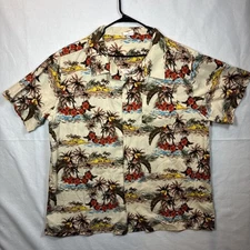 Barefoot In Paradise Shirt Adult Xxl Floral Toucan Hawaiian Camp Tropical Men