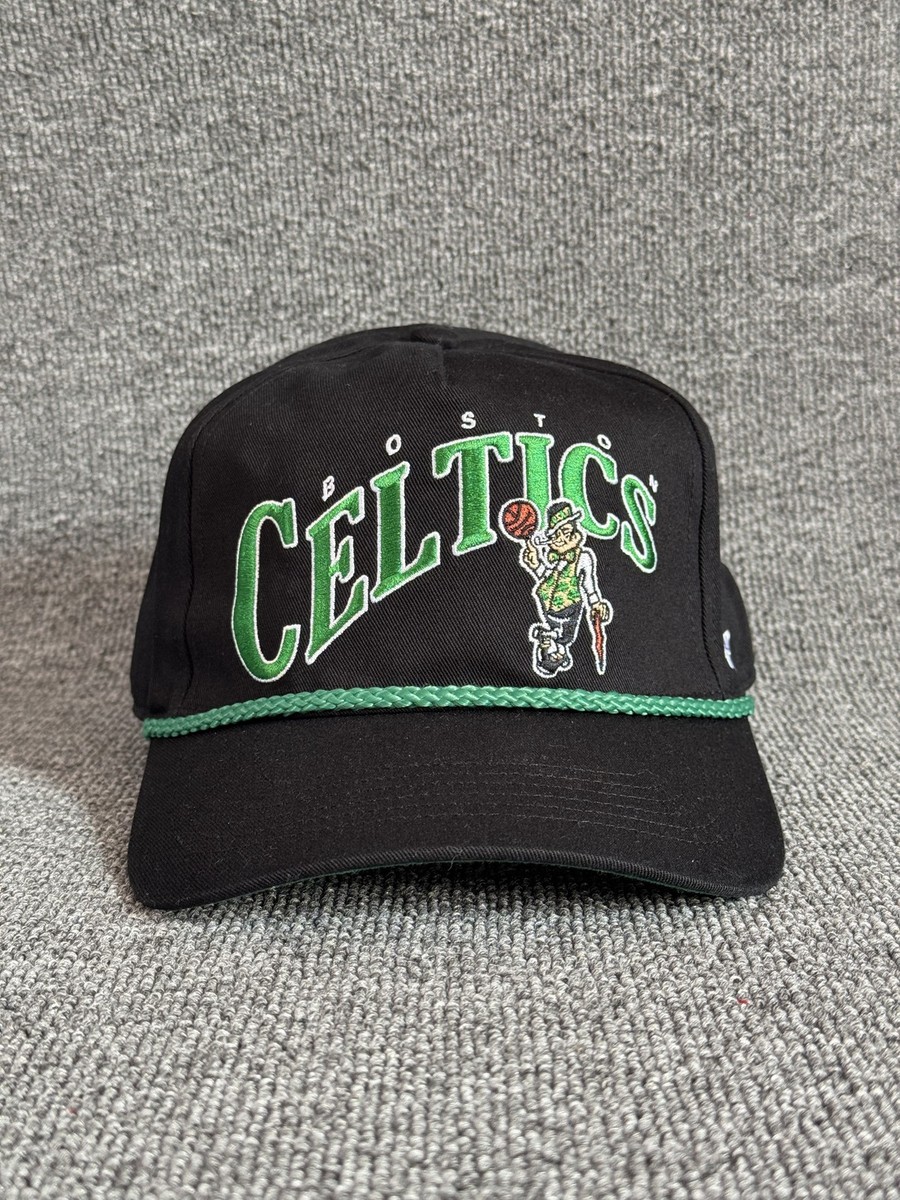 '47 Brand Boston Celtics NBA Snapback Hat Black Green Rope Curved Brim