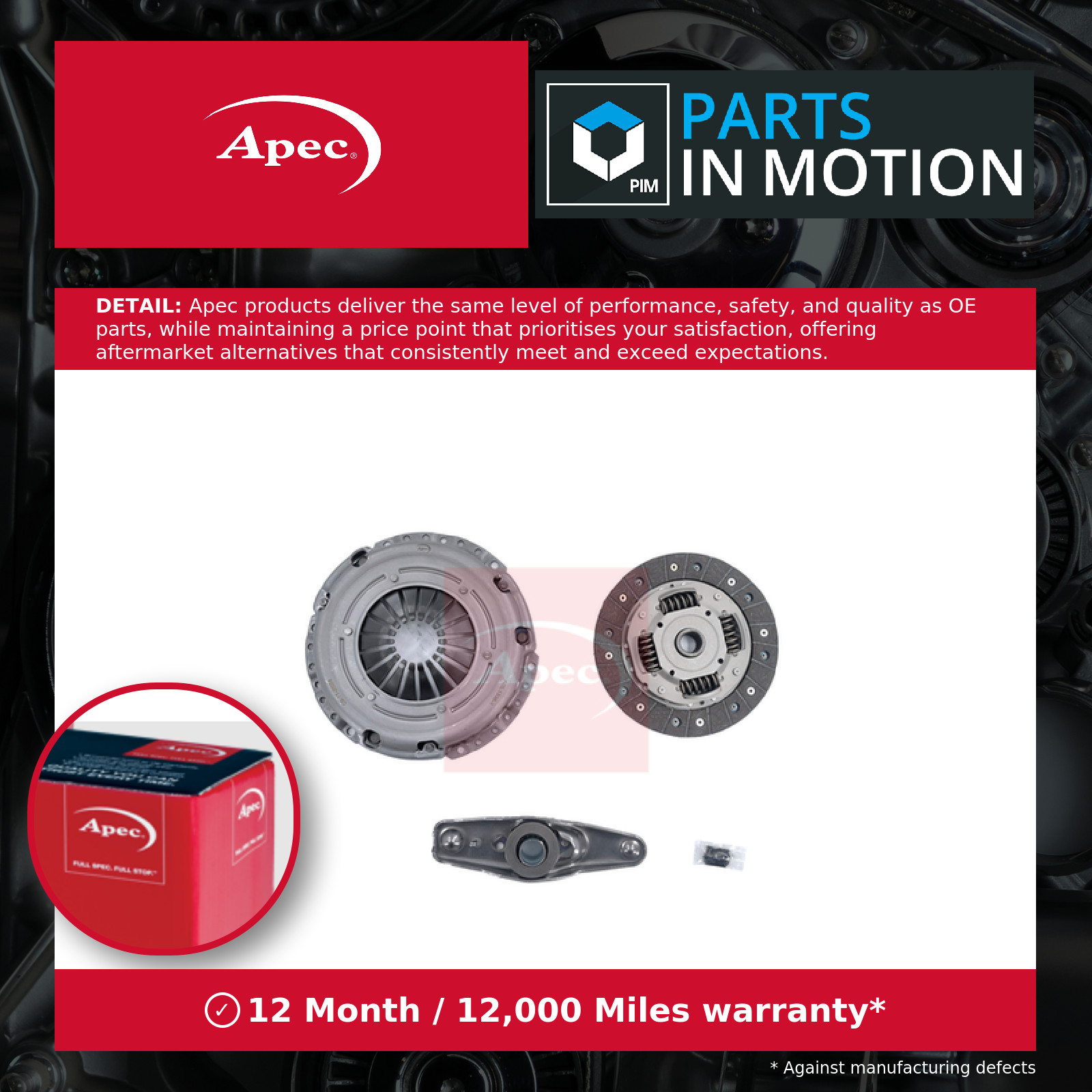 Clutch Kit 3pc (Cover+Plate+Releaser) ACL1336 Apec 02T141153F 02T141153K Quality