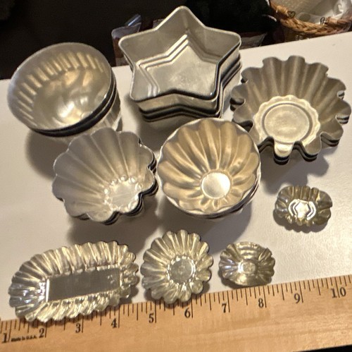 Vintage Tart & Cake Molds Set 25 Pcs Metal Baking Tins Mixed Lot