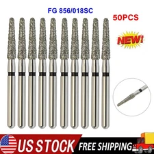 50PCS Dental Diamond Burs FG 856/018SC Round End Taper Super Coarse Grit US
