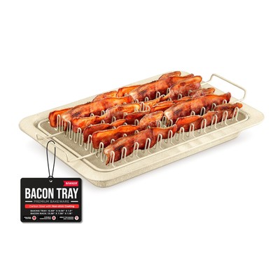 Bacon Tray - 2-Piece Set   Marble Coating - Durable, Non-Stick Cooking Tray f...
