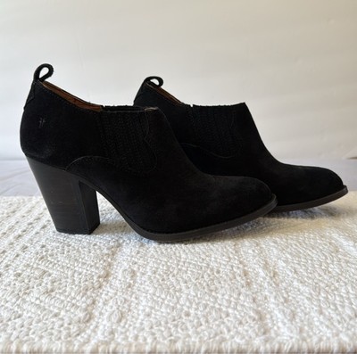 NWOB-FRYE Ilana Shootie in Black Suede Leather Slip-On Bootie Boots 7.5