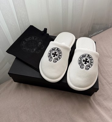 Auth BN Chrome Hearts Logo White Slippers - Size S (~ 24cm)