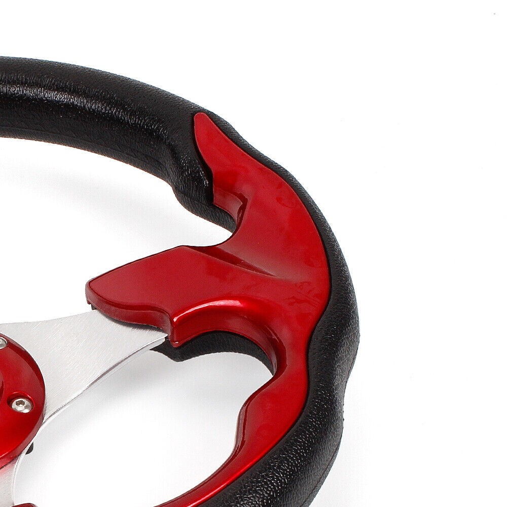 12.5" Universal Red D Shape Racing Steering Wheel w/ Quick Release Adapter Kit