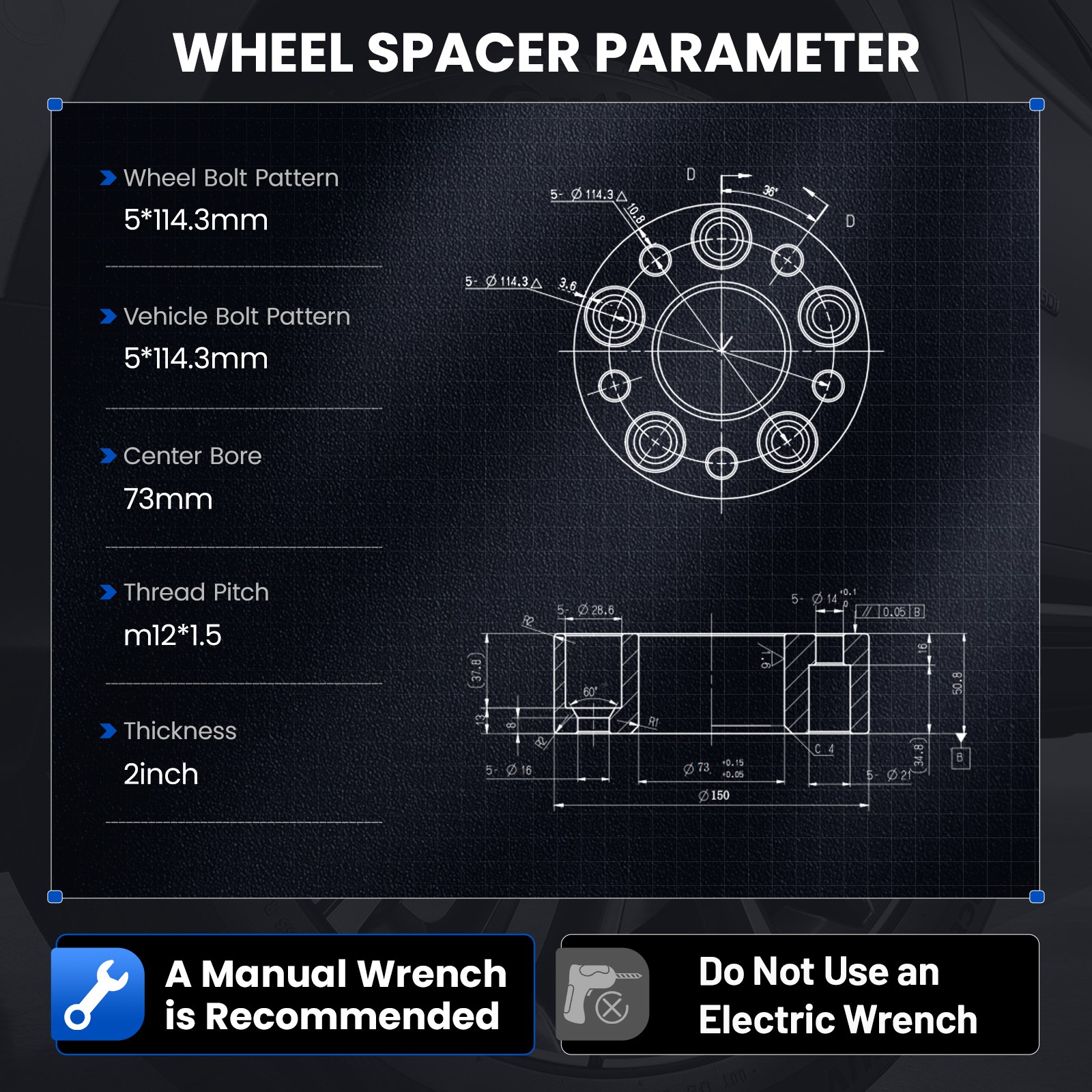 4x 2 inch 5x4.5 5x114.3 Wheel Spacers 12x1.5 For 1991-2005 Acura NSX