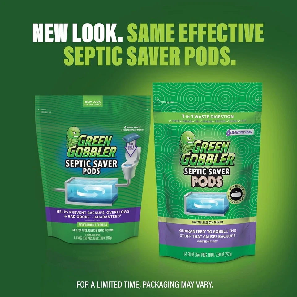 Green Gobbler Septic Tank Treatment Packets, 12 Month Supply - Natural Bacterial - Image 2 of 4