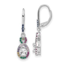 Sterling Silver Colorful  White Cubic Zirconia Infinity Drop  Dangle Earrings