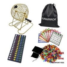 Deluxe Bingo Game Set with Antique Gold Metal Bingo Cage,1000Chips | 100