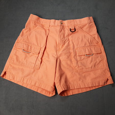 Columbia PFG Shorts Boys 7 Large Orange Salmon Performance Fishing Cargo Stretch
