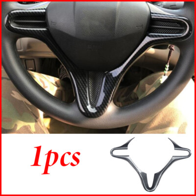 Carbon Fiber ABS Car Steering Wheel Cover  Trim Fit For Honda Fit Jazz 2008-2013