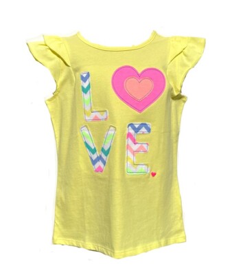 Jumping Beans Girls Yellow Short Sleeve Tee Shirt ''Love'' Size 5