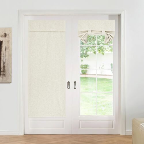 100% Blackout Linen Door Curtain For Glass Door French Door Shades For Large Win