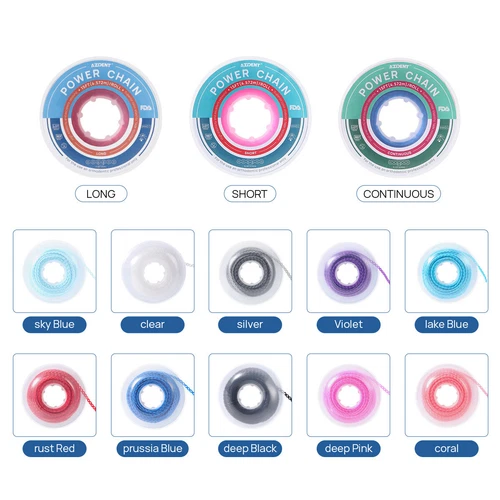 Dental Orthodontic Elastic Power Chain Rubber Braces Bands Continuous/Short/Long