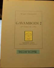 Alto Sax  Piano Gavambodi 2 by Jacques Charpentier New Publisher price 22.95