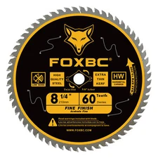8-1/4 Inch 60 Tooth Table Saw Blade  Diamond Knockout with 5/8" Arbor,Wood Cut
