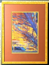 Original Abstract Expressionism Pastel Painting A. Ostapiw Gallery Framed 33x24"