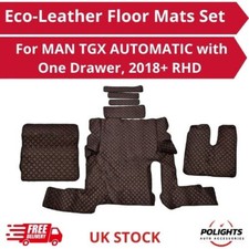 Tapetes de cuero ecológico para MAN TGX AUTO negro con rojo con un cajón 2018...