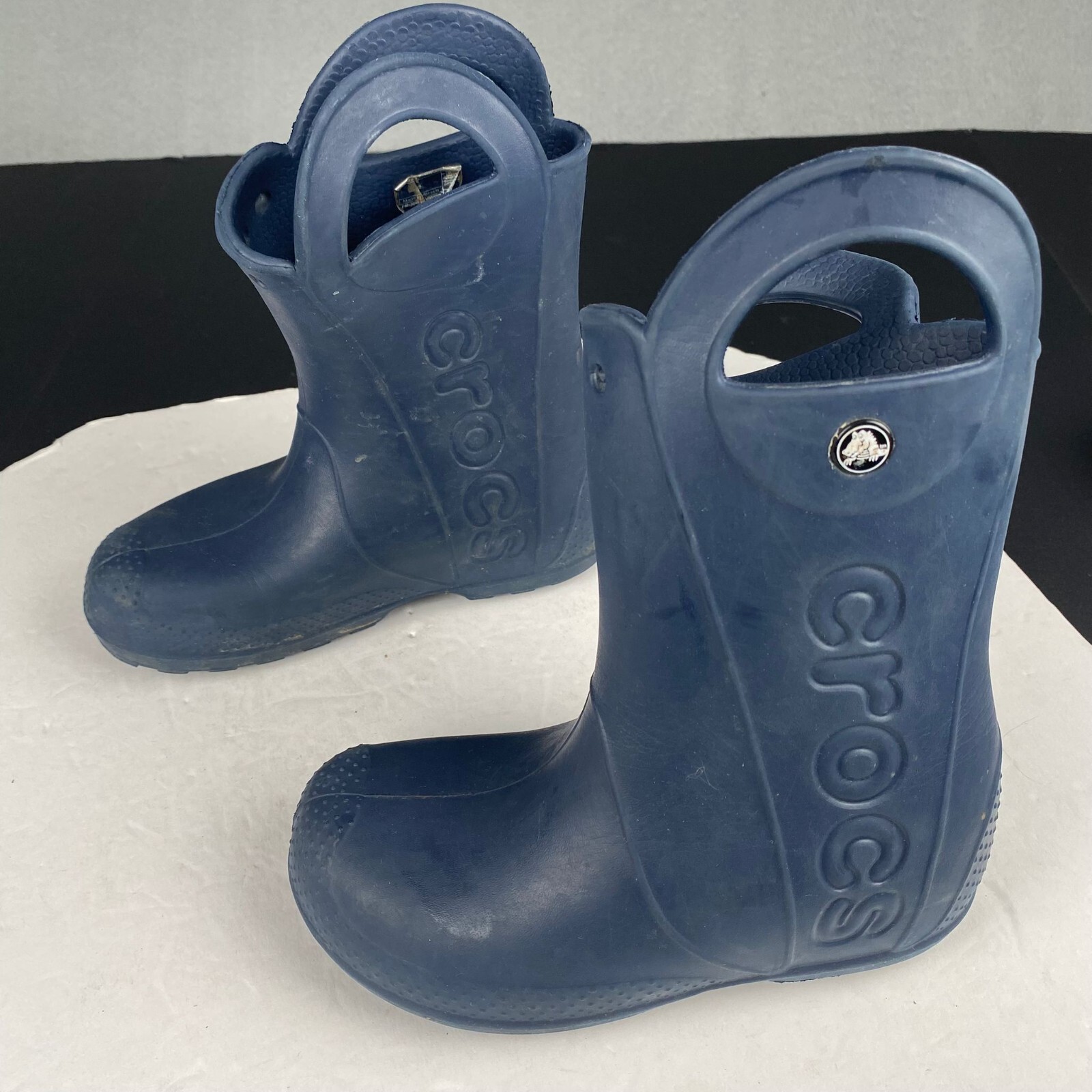 Crocs Kids Size C 12  Handle It Rain Boots Navy Pull On  Waterproof,Outdoor