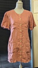Urban Outfitters BDG !00% Linen Mauve Pocketed Gathered Back Dress Size M